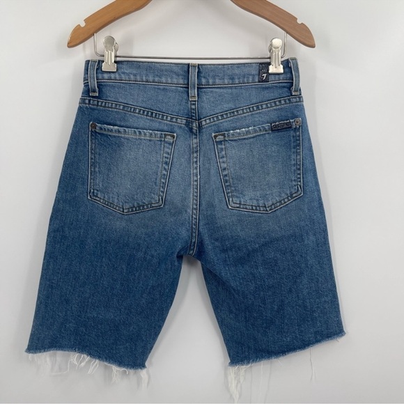 7th For All Mankind High Waist Bermuda Short In Desert Oasis Size 24 - Picture 5 of 5